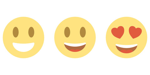 Set of yellow smileys. Happy emotion face