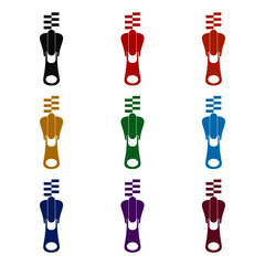 Zipper icon simple sign, color set