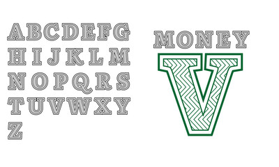 Money alphabet design logo financial business