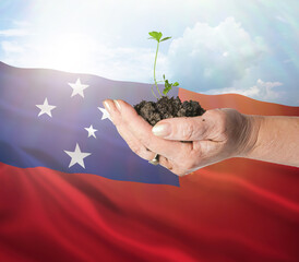 Samoa growth and new beginning. Green renewable energy and ecology concept.