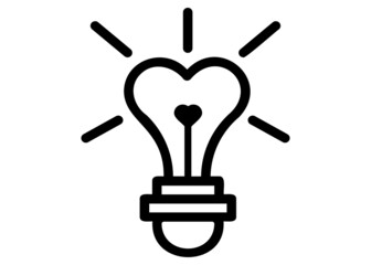 light bulb love  vector icon for apps and website