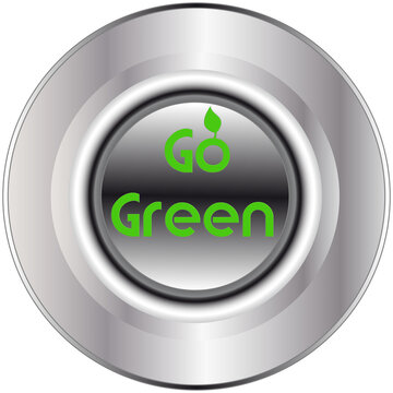 Silver Metal button Sign Go Green