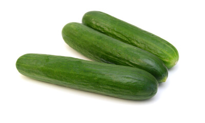 Cucumber and slices isolated over white background.