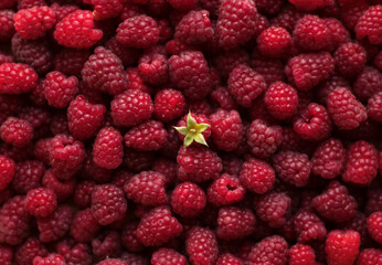 Ripe raspberries close-up macro photography, selective focus, fruit background