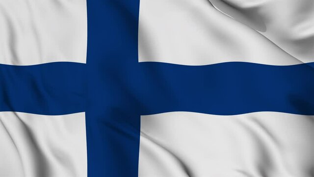Flag of the Republic of Finland gently waving in the wind