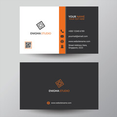 Grey and orange corporate business card design template