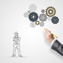 Businesswoman making sketches