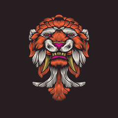 Tiger head mascot detailed illistration