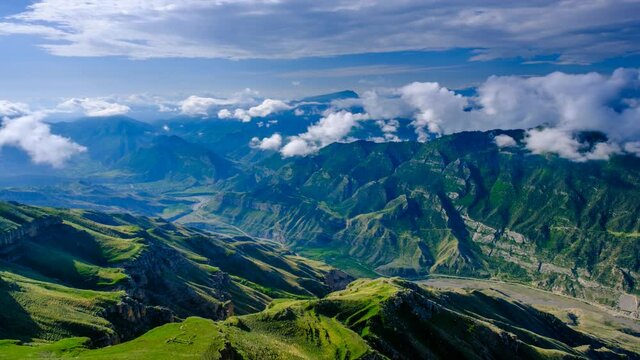 Clouds in the mountain valley timelapse