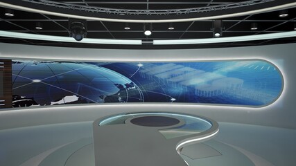 Virtual TV Studio News Set 27-8. 3d Rendering.
Virtual set studio for chroma footage. wherever you want it, With a simple setup, a few square feet of space, and Virtual Set, you can transform any loca