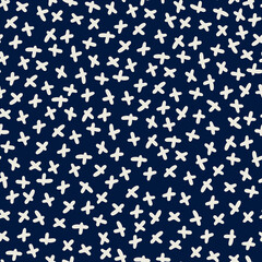 Seamless repeating pattern with hand drawn stars. Black and white vector background for surface design and other design projects