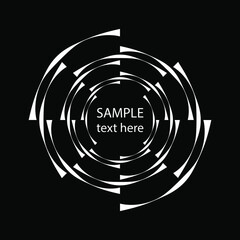 White abstract stripes in spiral form. Geometric art. Trendy design element for frame, logo, tattoo, sign, symbol, web, prints, posters, template, pattern and abstract background