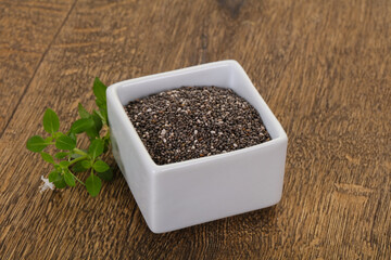 Dietary Chia seeds in the bowl