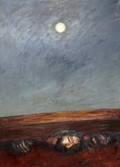 Jesus falls the third time, 9th Stations of the Cross by Sieger Koder in St. Stephen's church in...