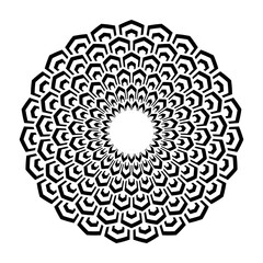 Abstract decorative geometric circle design element.