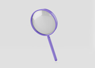Magnifying equipment instrument, magnifier loupe. Zoom lens magnifier on a white background. 3d render