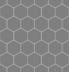Seamless geometric hexagons pattern with lines texture.