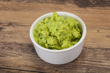 Avocado guacamole sauce with chili pepper