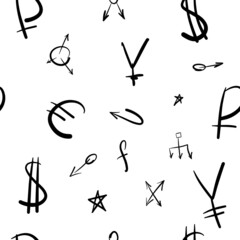 Vector seamless set of hand-drawn Doodle business icons.