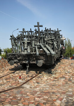 Monument to Fallen and Murdered in East at Square of Mother of Sibir (Skwer Matki Sybiraczki) in Warsaw. Poland