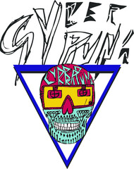Cyberpunk skull graphic design vector art