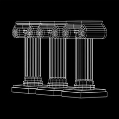 Greek ionic column. Ancient pillars.