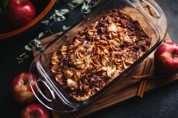 Fresh apple cake from the oven 