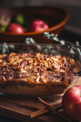 Fresh apple cake from the oven 