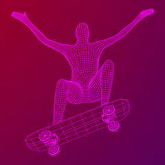 Skater doing jumping trick on skateboard