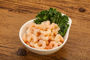 Small unshelled shrimps in the bowl