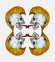 Cyberpunk skull graphic design vector art