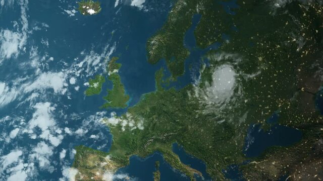 Earth Zoom out from Amsterdam Holland  to see the Earth from space Texture map courtesy of NASA.