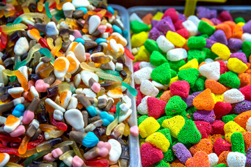 Turkish sweets multicolored candy bars Turkish delight with nuts Oriental sweets