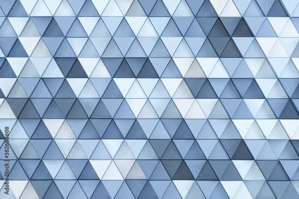 Poster repeating triangle cubes background, 3d rendering.