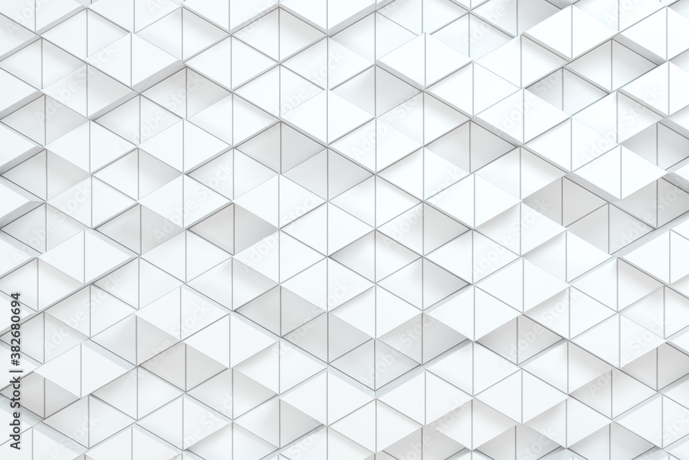 Poster repeating triangle cubes background, 3d rendering.