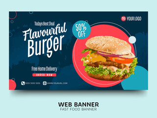 Flavourful Burger Food Banner Template 