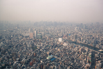 Fototapeta na wymiar Landscape photo of Tokyo cityscape from aerial top view.