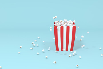 Scattered popcorn, sweet food, 3d rendering.