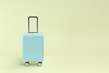 Luggage with yellow background, 3d rendering.