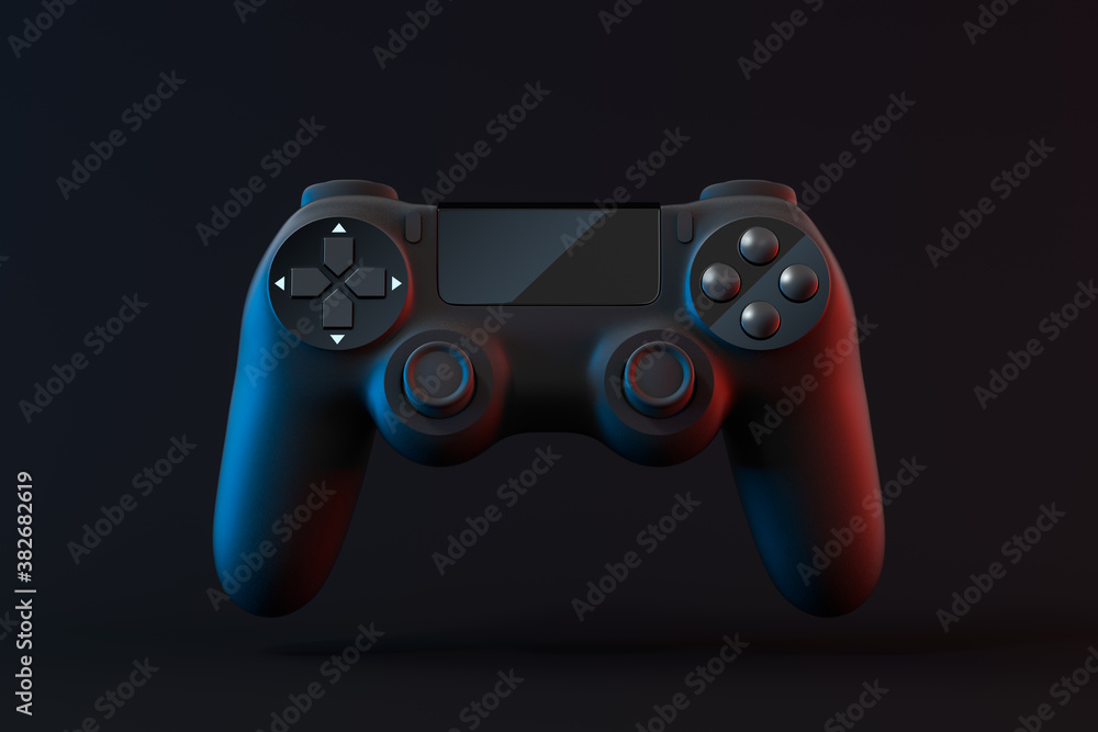 Poster classic game pad with dark background, 3d rendering.