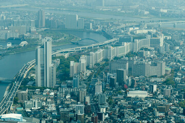 Landscape photo of Tokyo cityscape from aerial top view.