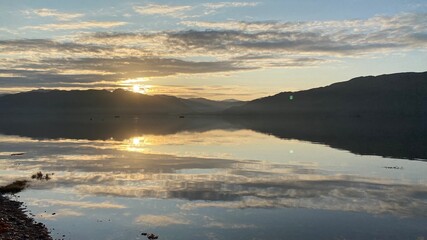 sunset over the lake