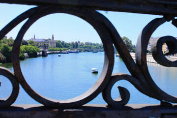 The river and the city seen from the bridge.