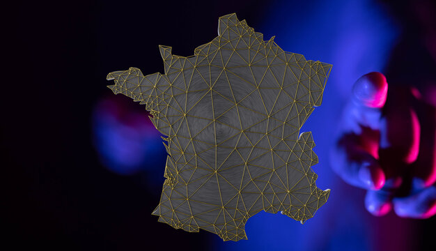 digital france map of the country 3d