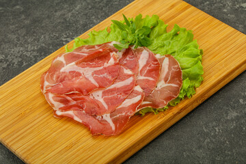 Smoked pork neck slices snack
