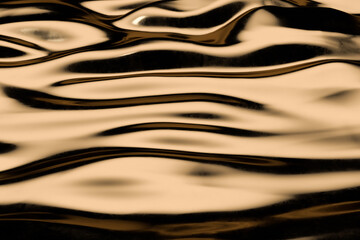 Flowing ripple pattern, golden background, 3d rendering.