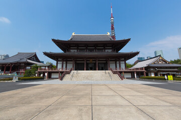Zojoji in Tokyo Japan. Great Main Temple of the Chinzei branch of Jodo-shu Buddhism and also a 6 of 15 Tokugawa shoguns grave