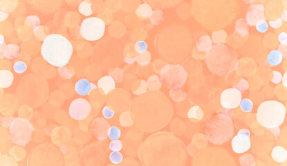 Seamless Circle Textile. Orange Watercolour Dots 