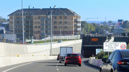 Entrance to the M4 tunnel in Ashfield from Parramatta Road