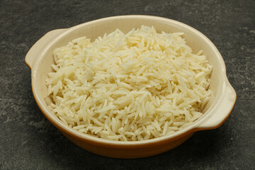 Steamed basmati rice in the bowl